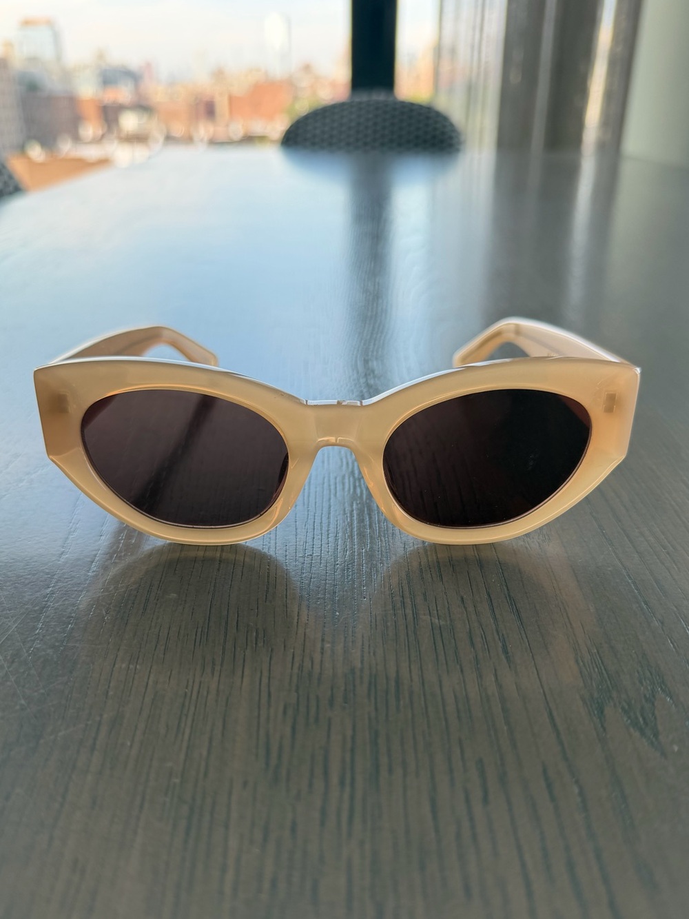Massimo Dutti Peachy Cream Cat-Eye Sunglasses with Dark Lenses